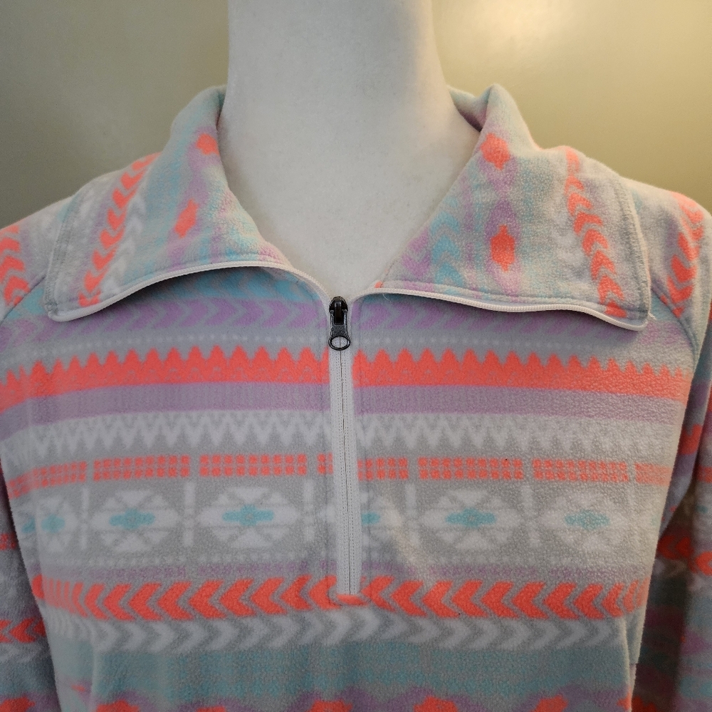 Columbia Gray and Pink Aztec Patterned Pullover Jacket Women's Size Large L - Picture 2 of 11